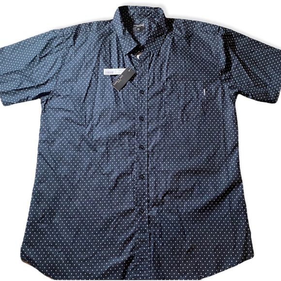 Hawks Bay USA mens button down short sleeve, size 2XL navy blue New NWT. - Picture 2 of 12